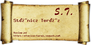 Stánicz Teréz névjegykártya